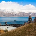 Scenic Lake Sevan in Spring