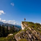 Hiker on the Dachstein Alpine Trek in Austria