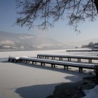 Frozen lake in the Salzkammergut region of Austria