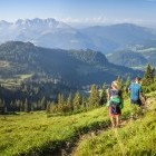Young couple hiking in the Austrian Alps