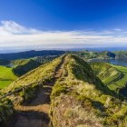 View from Miradouro da Boca to Sete Citades on São Miguel Island in the Azores