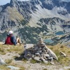 Hiker at Musala in Rila Mountains, Bulgaria