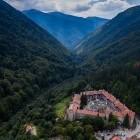 Aerial view of Rila Monastery in Bulgaria