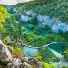Aerial view of Plitvice Lakes National Park in Croatia