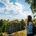 Hiker on Muhu Island in Estonia