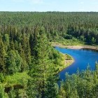 Scenery of forest and lake in Finland