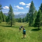 Hikers in the Queyras Alps in the French Pyrenees 