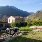 Traditional village scene in Montsegur on the Cathar walking trail