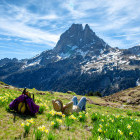 Hiker looking at Pic du Midi Ossau in France
