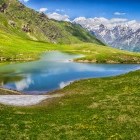 Koruldi Lake in the Caucasus mountains in Georgia