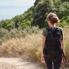 Female hiker on Corfu Trail, Greece