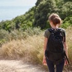 Female hiker on Corfu Trail, Greece