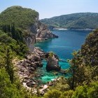 View to Liapades Paleokastritsa on the Greek island of Corfu