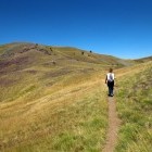 Hiker at Smolikas in the Pindos mountains