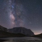 Night sky over the Tymfi mountain range in Greece