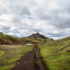 Hiker near Álftavatn Lake in Iceland