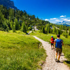 Hikers in the Dolomites, Italy