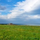 Typical old farmhouses by the coast in Southern Italy