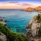 View of Capo Testa in Sardinia at sunset