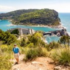 Woman hiking in Cinque Terre, Italy