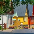 Timber houses in Trakai, Lithuania