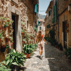 Woman walking in Valldemossa,  Majorca