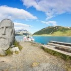 Monument of poet Aasmund Olavsson Vinje in Eidsbugarden, Norway