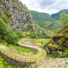View of a winding road in Vindhellavegen, Norway