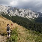 Hiker in Piatra Craiului in Romania