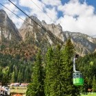 Cable car up the Bucegi mountains in the Carpathians, Romania