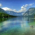 Panorama of Lake Bohinj in Slovenia