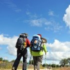 Pair of hikers on the Camino Way, Spain