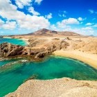 Aerial view of Papagayo Beach in Lanzarote in the Canary Islands