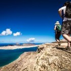 Walkers approaching the coast in Lanzarote in the Canary Islands