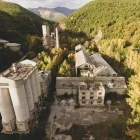 Overhead view of Cementera de Xerallo, an abandoned cement factory, Catatlonia, Spain