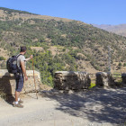 Hiker in Poqueira Gorge, Spain