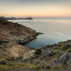 Sunset over the coast near Los Escullos in Spain