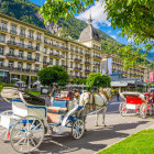 Horse carriages at Interlaken in Switzerland