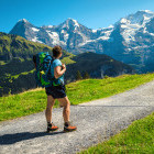 Hiker in Murren, Switzerland