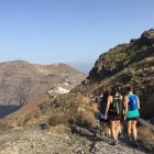 Group of hikers on Santorini