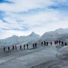Hikers on Perito Moreno glacier in Los Glaciares National Park