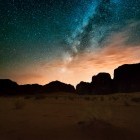 Starry sky at Wadi Rum desert in Jordan