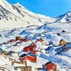 View of Kulusuk in snow, Greenland, Arctic