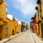 A traditional street in Cartagena, Colombia.