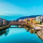 The river Drau running through Villach, Austria.
