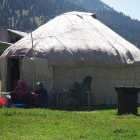 Nomads in a yurt, Kyrgyzstan