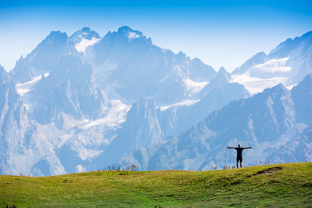Hiker in the Caucasus in Georgia