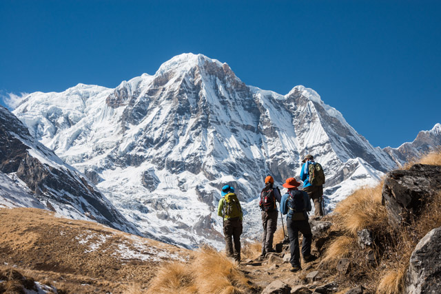 Group of hikers in Annapurna, Nepal