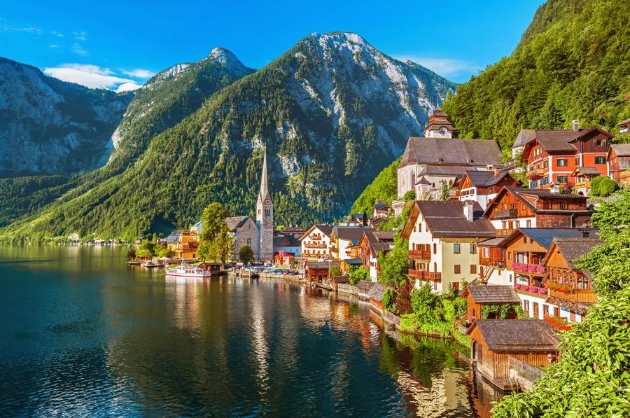 Village of Hallstatt in Salzkammergut, Austria