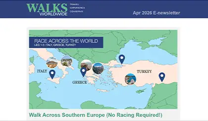 Screenshot of the header area of a recent Walks Worldwide e-newsletter.